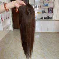 Vente en gros de postiches en cheveux humains 100% faits à la main, alignés sur la cuticule, toupet mono 5*6 # Couleur 1C pour femme blanche
