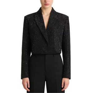 Nouvelle Collection Printemps-Automne 2026 : Blazer Femme Slim Col V à Boutonnage Simple, Style Industriel avec Strass Thermocollés et Perles, Polyvalent - Product Image 1