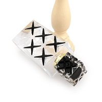 Flacon de parfum rectangulaire transparent de 100 ml avec bouchon découpé à motif noir et col doré, conteneur de parfum vide rechargeable