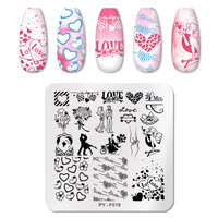 Plaque de tampographie rectangulaire à motif rayé mignon, modèle d'huile pour ongles, impression Nail Art, plaque d'estampage