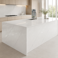 Dalle de pierre frittée blanche 9 mm, polie, émaillée, translucide, marbre Pandora pour mur, plan de travail de cuisine, plan de travail, dessus de table