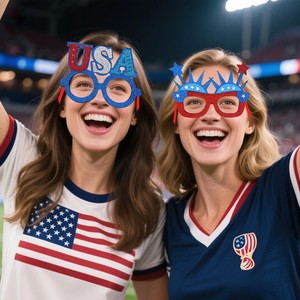 Red White Blue Theme Plastic Glasses Frame <strong>Football</strong> Cheerleading New Arrival Security Chinese New Year Waterproof Durable Glow - Product Image 5