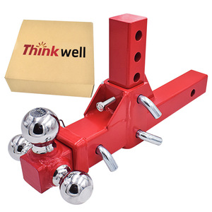 Attelage de remorque réglable à trois boules Thinkwell en acier rouge avec trous de fixation pour remorques - Product Image 1