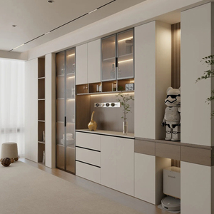 Mueble Auxiliar de Comedor de Estilo Francés Tradicional, Modular, de Madera Maciza con Acabado Lacado, Tablero de Melamina, Diseño de Modelo 3D - Product Image 1