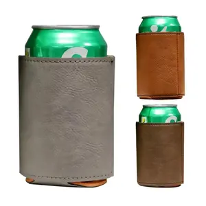 Non-Slip Can Cooler Sleeves PU Leather Cooler Covers for Beer Slim Can Beer Bottle Sleeves Coolers Holder