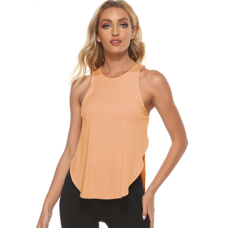 Custom Packaging Split Hem Racerback Training Vest Sleeveless Yoga Shirt Women Tank Top Gym Tops