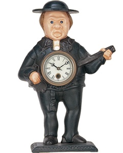 Các Bắt Chước 18 Pháp Antique Solid Brass Cartoon Hình Nghệ Sĩ Thú Vị Guitarist Cơ Khí Quà Tặng Đồng Hồ Để Bàn, Mắt Di Chuyển - Product Image 1