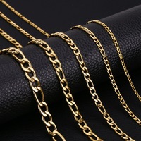 Collar de Cadena Figaro de Acero Inoxidable para Hombre, Color Dorado, Cadena de Eslabones, Collar Masculino, Joyería Hip Hop, Accesorios de Moda, Regalo