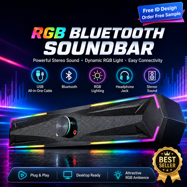 PC Soundbar Wired Blue Tooth Speaker USB Gaming Powered Soundbar for TV Pc Laptop Gaming Home Theater Surround Audio System