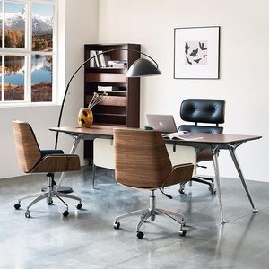 Silla de oficina de cuero genuino, giratoria, con altura ajustable, para uso en el hogar y la oficina. - Product Image 4