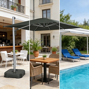 <span class=keywords><strong>Parasol</strong></span> <span class=keywords><strong>déporté</strong></span> Roma en aluminium pour petit patio, idéal pour balcon, cour et terrasse de piscine - Vente en gros - Product Image 3