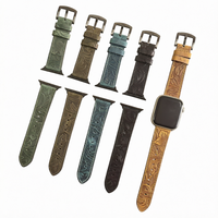 Bracelet de montre intelligente Tengyue en cuir véritable de luxe, réglable, 20-22 mm, imprimé et gaufré, en cuir Crazy Horse, souple, respirant, avec boucle ardillon