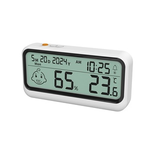 Đa chức năng nhựa nhà nhiệt độ và độ ẩm mét ngày & thời gian đồng hồ báo thức với cao/thấp Fahrenheit đèn nền phổ - Product Image 1