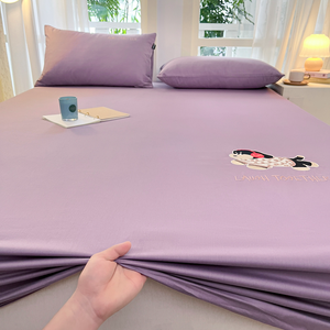 Màu Sắc Tinh Khiết Được Trang Bị Tấm Đầy Đủ Vua Nữ Hoàng Kích Thước Chống Mite Phòng Ngủ Bộ Tấm 100% Bông Khăn Trải Giường - Product Image 2