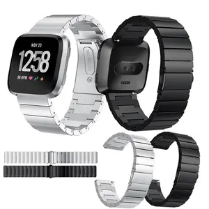 Klassischer Verschluss Edelstahl Armband Armband Ersatz armband für Fitbit Versa/Versa Lite/Versa 2 One Bead Metal Uhren armband