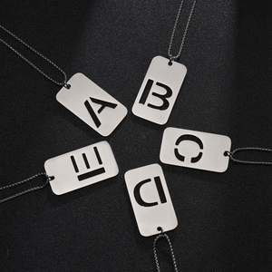 Collier <span class=keywords><strong>en</strong></span> gros tendance, pendentif personnalisé avec <span class=keywords><strong>nom</strong></span>, étiquettes <span class=keywords><strong>pour</strong></span> <span class=keywords><strong>chien</strong></span>, acier inoxydable, découpe A-Z, collier avec initiale <span class=keywords><strong>en</strong></span> lettre - Product Image 5