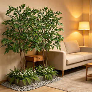 Grand <span class=keywords><strong>arbre</strong></span> artificiel Ficus en pot pour décoration intérieure d'hôtels, centres commerciaux et salles d'exposition – Plante verte sur pied - Product Image 1