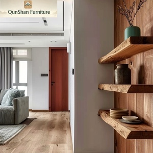 Étagères murales flottantes vintage en bois massif naturel, multi-niveaux, résistantes à l'humidité, pour le rangement de livres, meubles de rangement, support de rangement pour <span class=keywords><strong>CD</strong></span> - Product Image 4