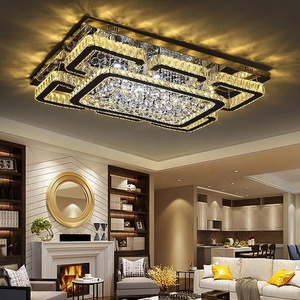 Lámpara de Techo <span class=keywords><strong>LED</strong></span> Rectangular Moderna para Interiores, Cristal, Regulable, 3 Colores, Control Remoto, Base de Acero Inoxidable de Lujo, para Sala de Estar - Product Image 4