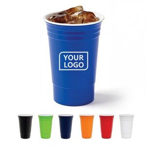 Gobelets en plastique PP jetables personnalisés de 16 oz avec logo de marque, réutilisables, pour Beer Pong, ensemble de gobelets de fête Beer Pong, gobelet rouge - Product Image 1