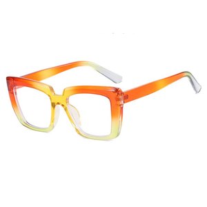 ヨーロッパ系アメリカンスタイルの度なしキャットアイメガネ、大きなスクエアフレーム、ブルーライトカット、キャンディレインボーのメガネフレーム - Product Image 1