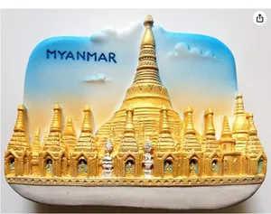 Nhựa 3D Myanmar Tiny Shwedagon chùa tủ lạnh nam châm lưu niệm