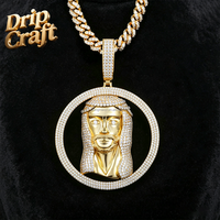 Nouveau collier pendentif classique style hip-hop avec figurine de Jésus entièrement sertie de zircons, bijou de mode semi-creux