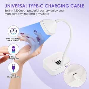 <b>Wireless</b> Nail <b>Lamp</b> LED UV Nail Dryer Rechargeable Auto Sensing Touch Control Fast Drying Nail Light 360. Bendable Table <b>Lamp</b> - Product Image 2