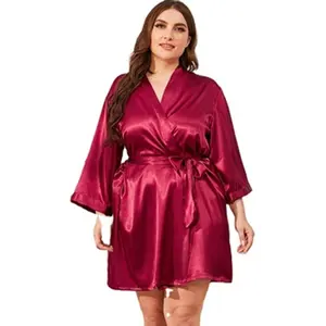 2021 New Knit Silk Women Sexy Robes with Long Sleeve Bathrobe Pajamas Female Simplicity Bathrobe Sleepwear Plus Size Nightgowns