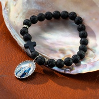Bracelet en perles de nacre, médaille personnalisée de la Vierge Marie, cadeau religieux pour femme, première communion, chapelet artisanal
