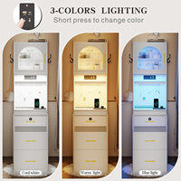 Table de maquillage multifonctionnelle en bois JIAMEIJIA avec lumières LED réglables et ports USB pour chambre moderne