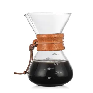 China suppliers Pour Over Glass Coffee Maker 400ml/800ml Heat Resistance Glass Coffee Pot