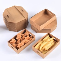 Boîte de bateau en papier kraft pliable jetable snack à emporter frites poulet pépites boîte de restauration emballage alimentaire boîte carrée