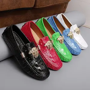 Men breathable new arrival European and American slip-on fashion solid color flat soft sole wholesale casual drive leather shoes