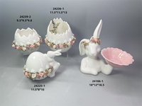Oeuf de Pâques en céramique moins cher de haute qualité avec anneau de fleur fait à la main