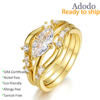 Perhiasan Fashion Mewah Grosir Pabrik Perak 925 Cincin Moissanite Potongan Marquise 1Ct Vvs untuk Wanita Pernikahan Pertunangan