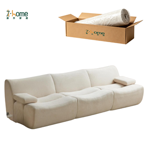 Compressed Modular Sectional <b>Sofa</b> Corduroy Fabric Curved Back Three Seat Living Room Apartment <b>Sofa</b> Vacuum Packed Space Saving - Product Image 1
