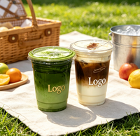 Gobelets jetables en plastique PET personnalisables avec logo, sans BPA, pour boissons froides, fêtes, mariages, à emporter, pour bubble tea/café glacé