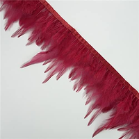 Bordure en plumes de coq colorées avec pointes blanches et rouges, franges décoratives DIY pour costumes de carnaval, chapeaux et accessoires vestimentaires
