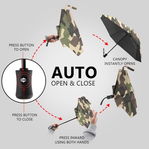 Hot Selling Manual 3 Fold Iron Frame Auto-Open Travel Folding <b>Umbrella</b> Wind Resistant Glass Fiber Ribs Carrying Pouch Custom - Product Image 2