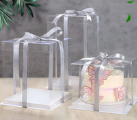 Boîte à gâteau transparente personnalisée 6, 8, 10 pouces, simple, double ou triple couche, pour emballage de gâteaux d'anniversaire, pour fêtes et boulangeries, vente en gros