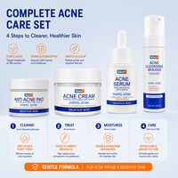 Akaril Kit Complet Anti-Acné : Sérum, Crème, Mousse et Tampons à l'Acide Salicylique – 4 Étapes pour Réduire les Pores, Atténuer les Éruptions Cutanées et Estomper les Cicatrices
