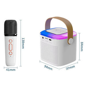 Lonvel 2 en 1 professionnel minuscule maison Led Mobile Portable karaoké micro ensemble et Mini haut-parleur Y1 avec 2 microphones sans fil <span class=keywords><strong>chanteur</strong></span> - Product Image 2