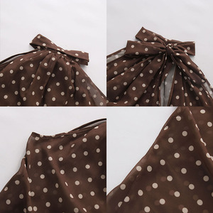 Nuova Camicetta Elegante <span class=keywords><strong>da</strong></span> Donna a Pois Color Caffè, con Scollo all'Americana, Senza Maniche, Fiocco Grande sul Retro, Trasparente, Vestibilità Ampia, per Serate Formali, Ingrosso - Product Image 3