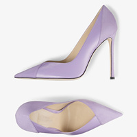 Chaussures à talons hauts en cuir violet pour femme, escarpins à bout pointu