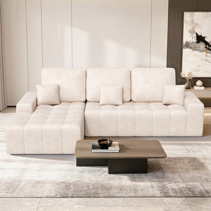 Ensemble de canapés sectionnels modernes en similicuir rembourrés, en forme de L, imperméables, pour salon, appartement, hôtel - Product Image 1