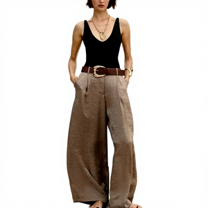 Pantalones Casuales de Alta Costura para Mujer, Estilo Europeo Americano 2026, Corte Regular, Pierna Ancha, Transpirables, Ecológicos, con Lazos de Colores - Product Image 4