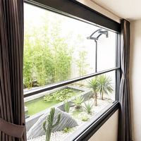 Fenêtre coulissante verticale en aluminium à rupture de pont thermique pour projets résidentiels, insonorisée, double ou simple vitrage, verre trempé, économie d'énergie
