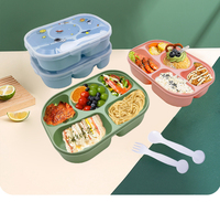 Boîte à lunch bento en plastique 2024, très vendue, anti-fuite, rectangulaire, pour collations, sans BPA, utilisable au micro-ondes, pour l'école - pour enfants