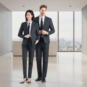 Conjunto de <span class=keywords><strong>Traje</strong></span> de Gerente de Tres Piezas <span class=keywords><strong>con</strong></span> Doble Botonadura, Uniforme de Trabajo para Hombres y Mujeres, Pantalón <span class=keywords><strong>con</strong></span> Cierre, Estilo Empresarial y de Servicios Públicos - Product Image 5